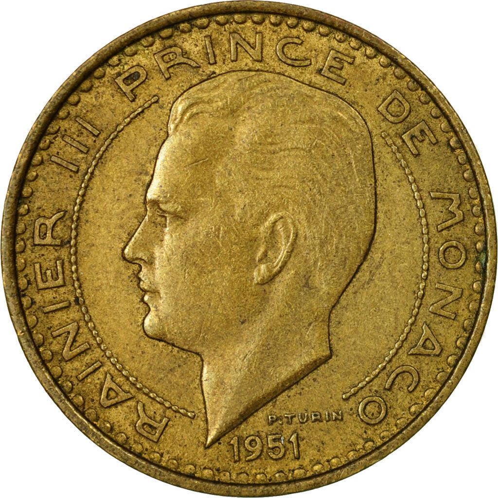 Monaco | 10 Francs Coin | Rainier III | Km:130 | 1950 - 1951