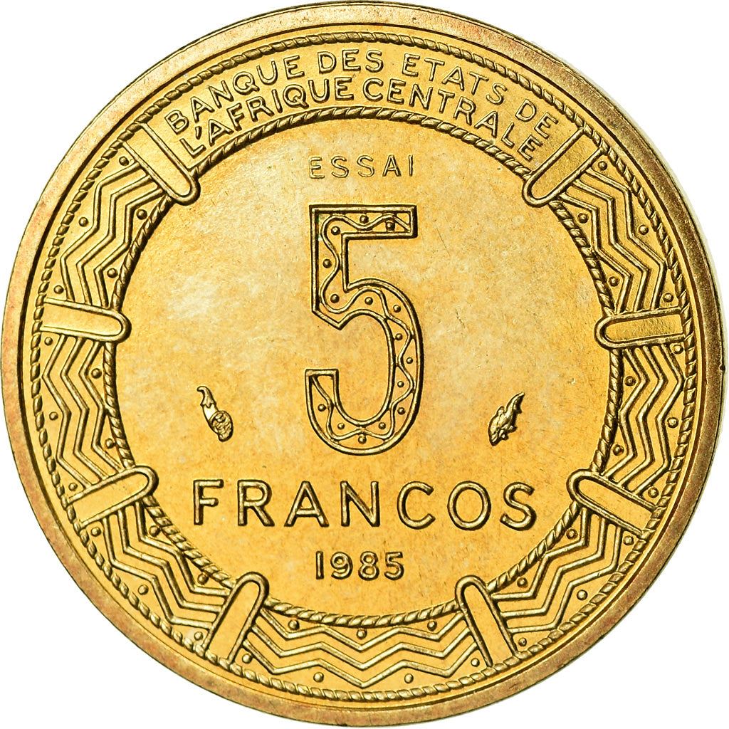 Equatorial Guinea | 5 Francos Cfa Coin | Giant Elands | Km:62 | 1985