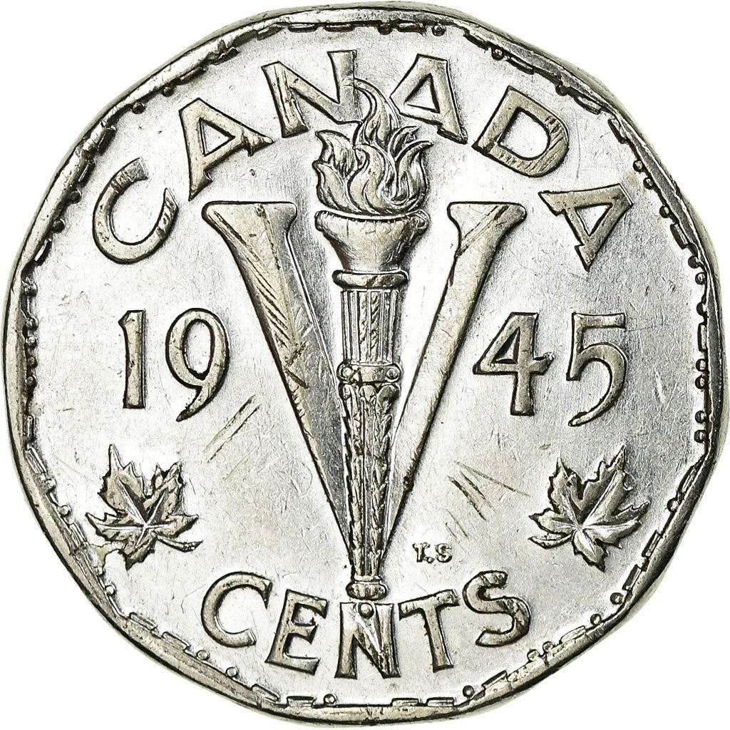 Canada | 5 Cents Coin | Chromium plated steel | KM:40a | 1944-1945