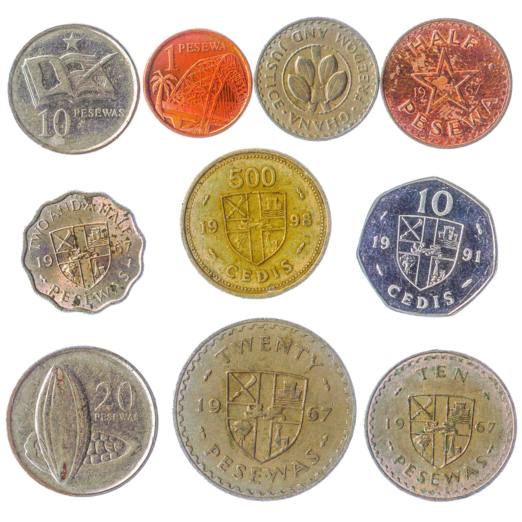 Ghana 10 Mixed Coins 100 Cedis | 1967 - 2018