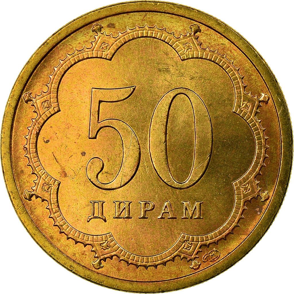 Tajikistan | 50 Diram Coin | Crown | Stars | Small Value | Km:6.1 | 2001