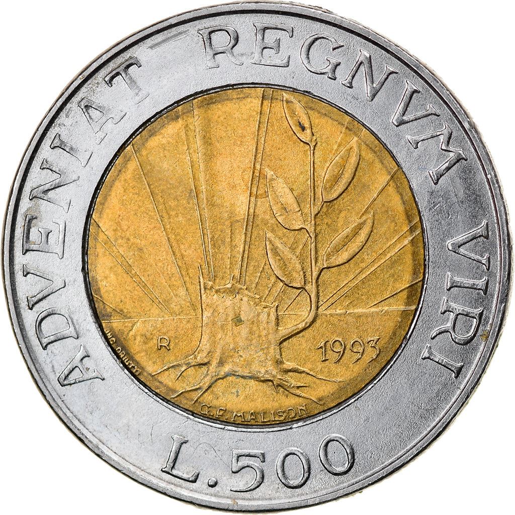 San Marino | 500 Lire Coin | Adveniat Regnum Viri | Km:301 | 1993
