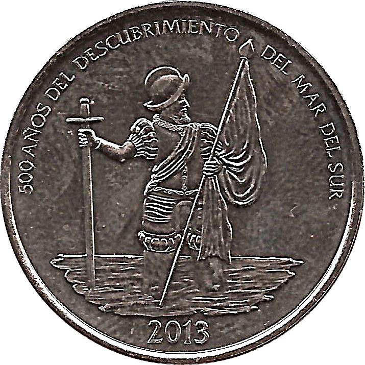 Panama 1/2 Balboa Coin | Pacific Ocean Discovery | Vasco Nunez de Balboa | KM144 | 2013