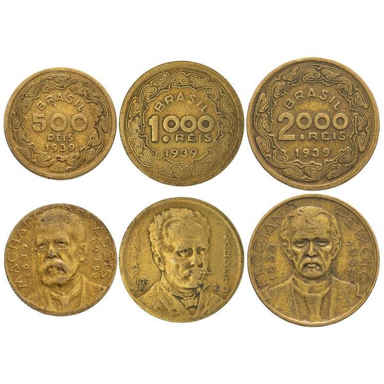 Brazil | 3 Coin Set | 500 1000 2000 Reis | 1939