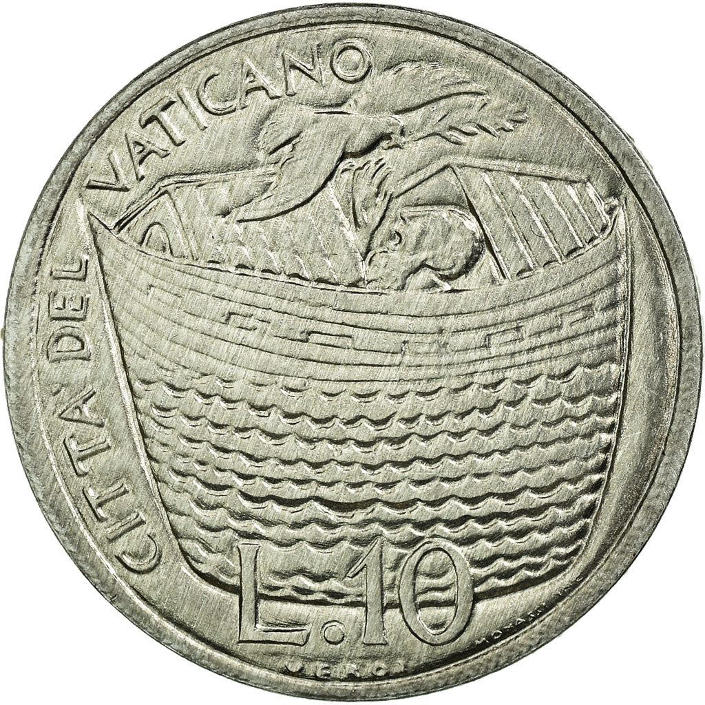 Vatican City | 10 Lire Coin | Noah's Ark | Km:127 | 1975