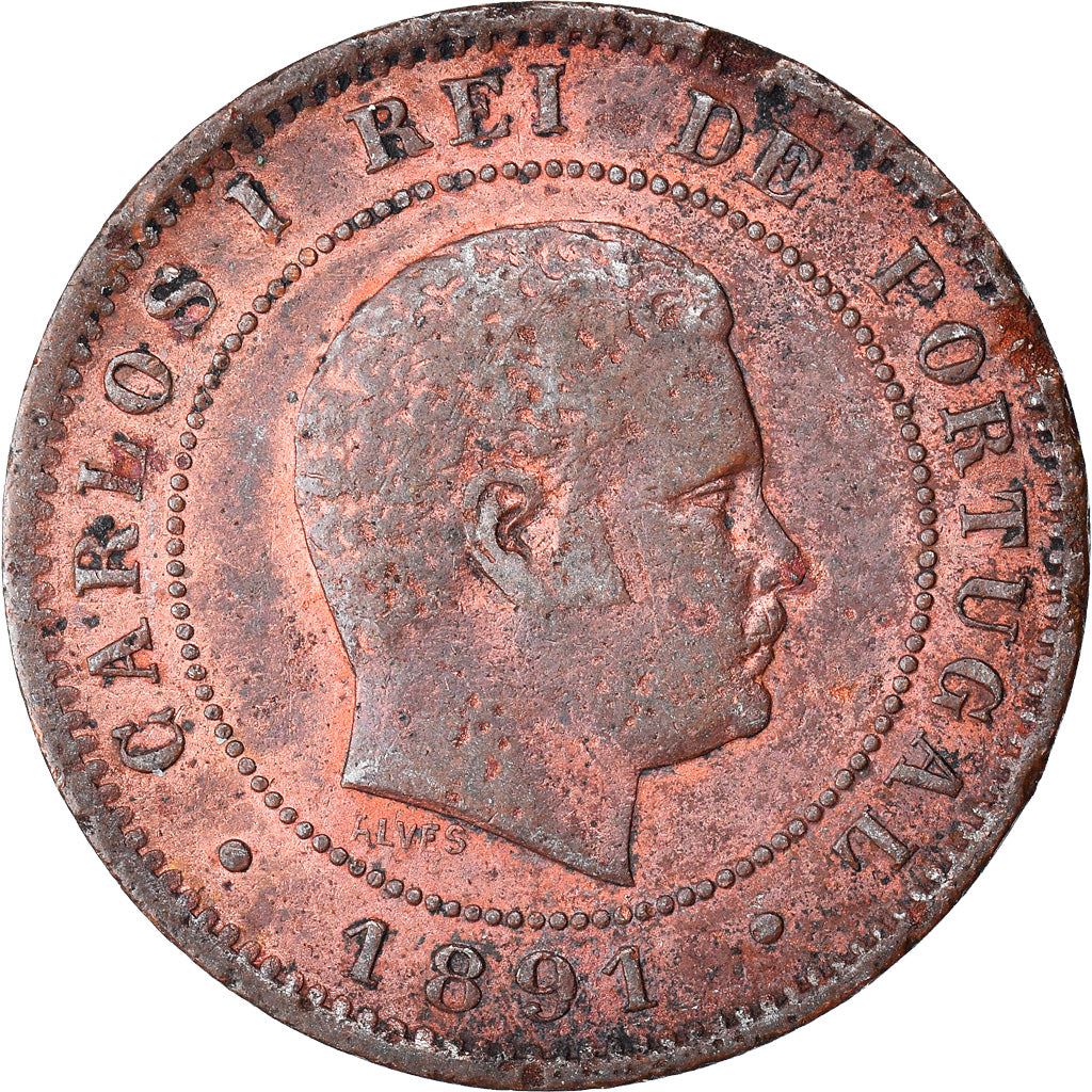 Portugal 10 Reis Coin | King Carlos I | KM532 | 1891 - 1892