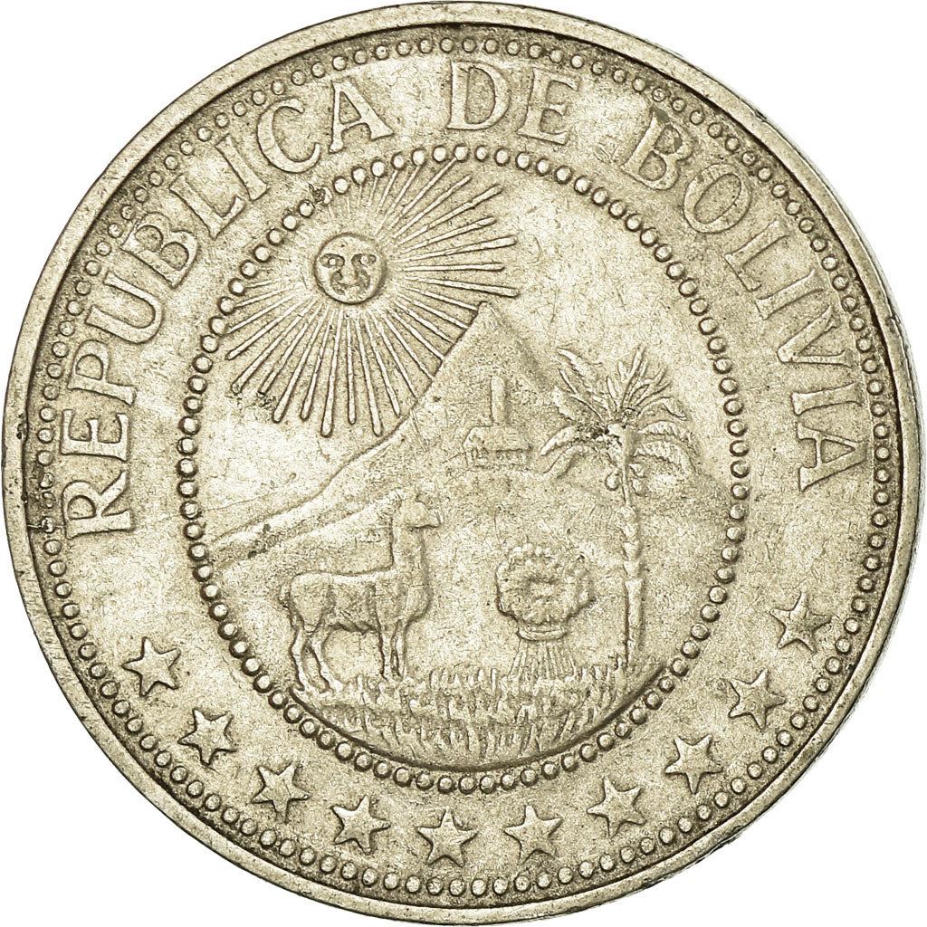 Bolivia | 20 Centavos | Nickel clad steel | Coat of Arms | KM:189 | 1965-1973