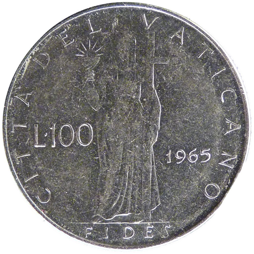 Vatican City | 100 Lire Coin | Paul VI | Km:82 | 1963 - 1965