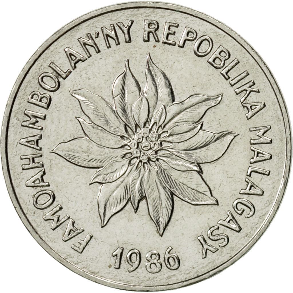 Madagascar | 2 Francs Coin | Zebu | Flower | Km:9 | 1965 - 1989