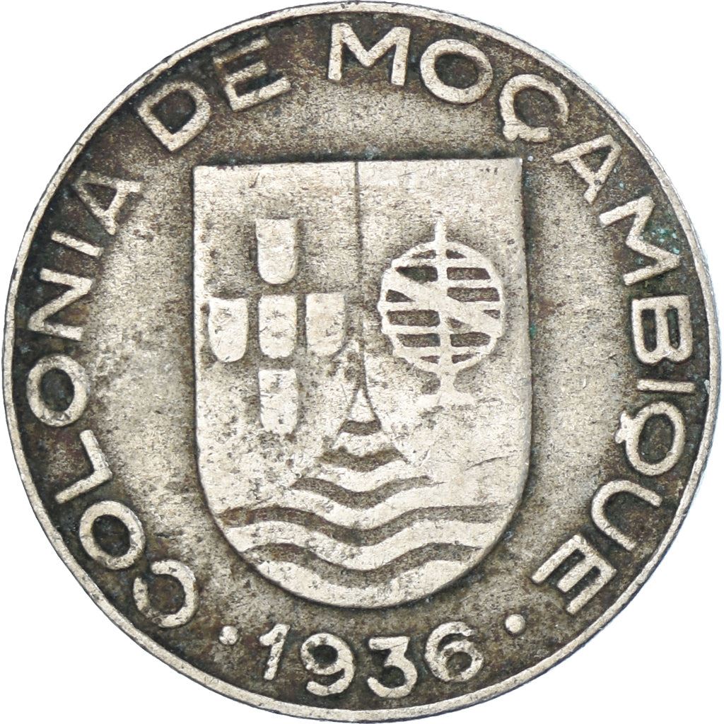 Mozambique | 1 Escudo Coin | Globe | Shield | Km:66 | 1936