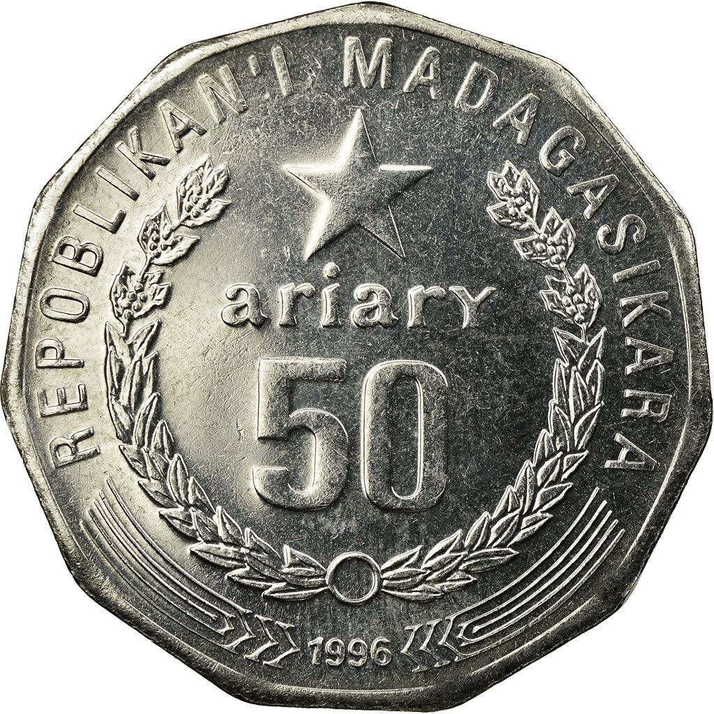 Madagaskaras | 50 Ariarių moneta | Žvaigždė | Baobabas | Km:25.1 | 1996