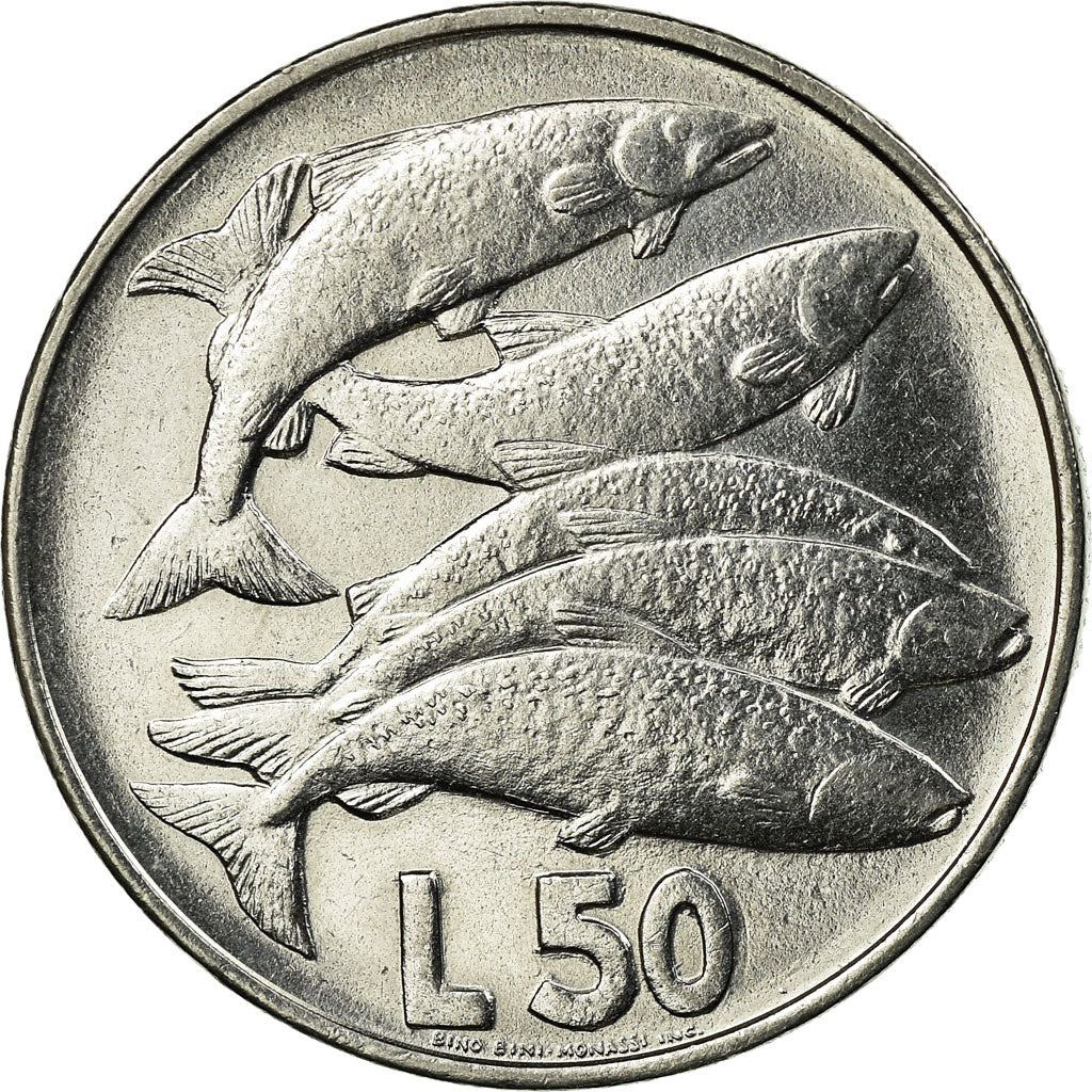 San Marino | 50 Lire Coin | Fish | Km:45 | 1975