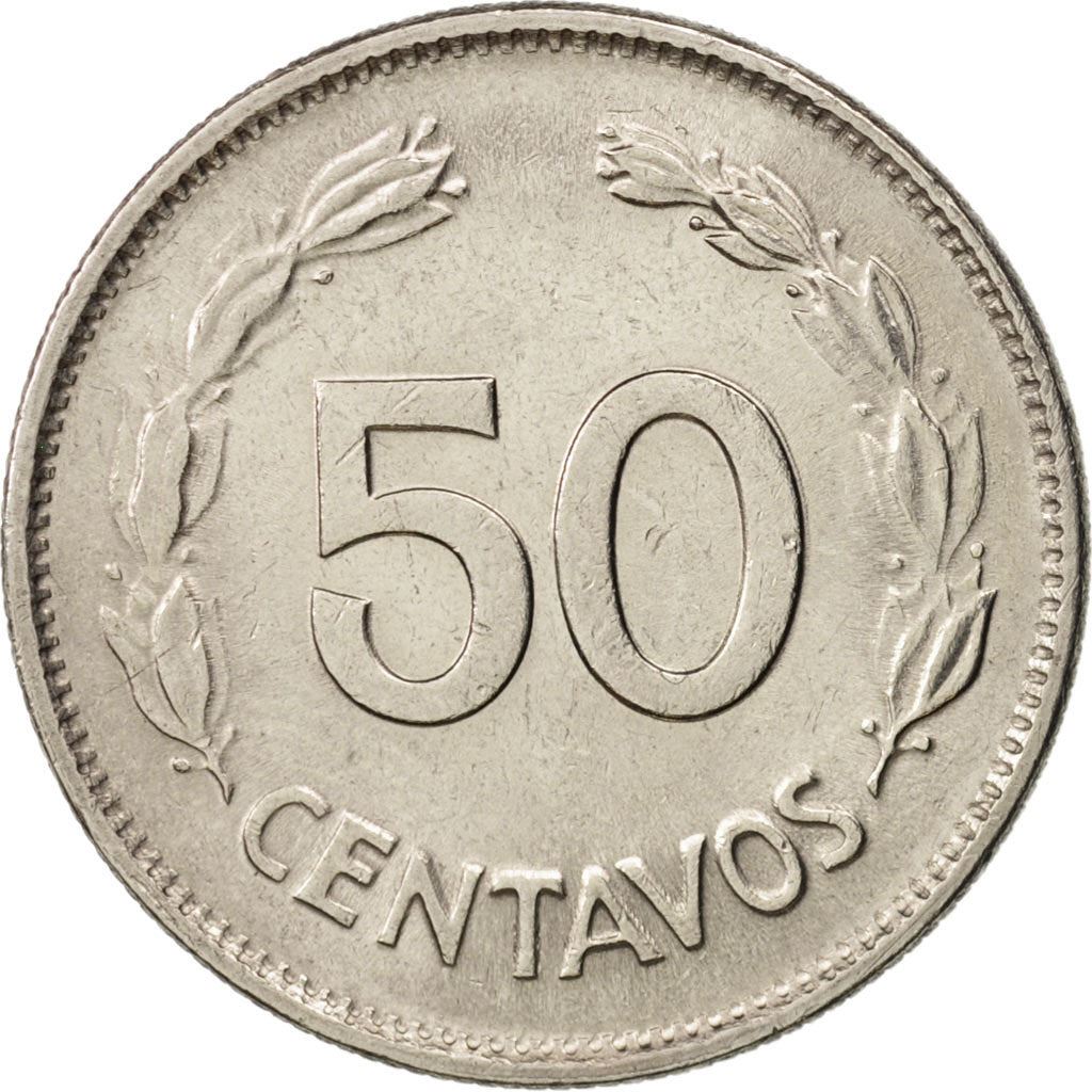 Ecuador | 50 Centavos | Nickel clad steel | Coat of Arms | KM:81 | 1963-1982