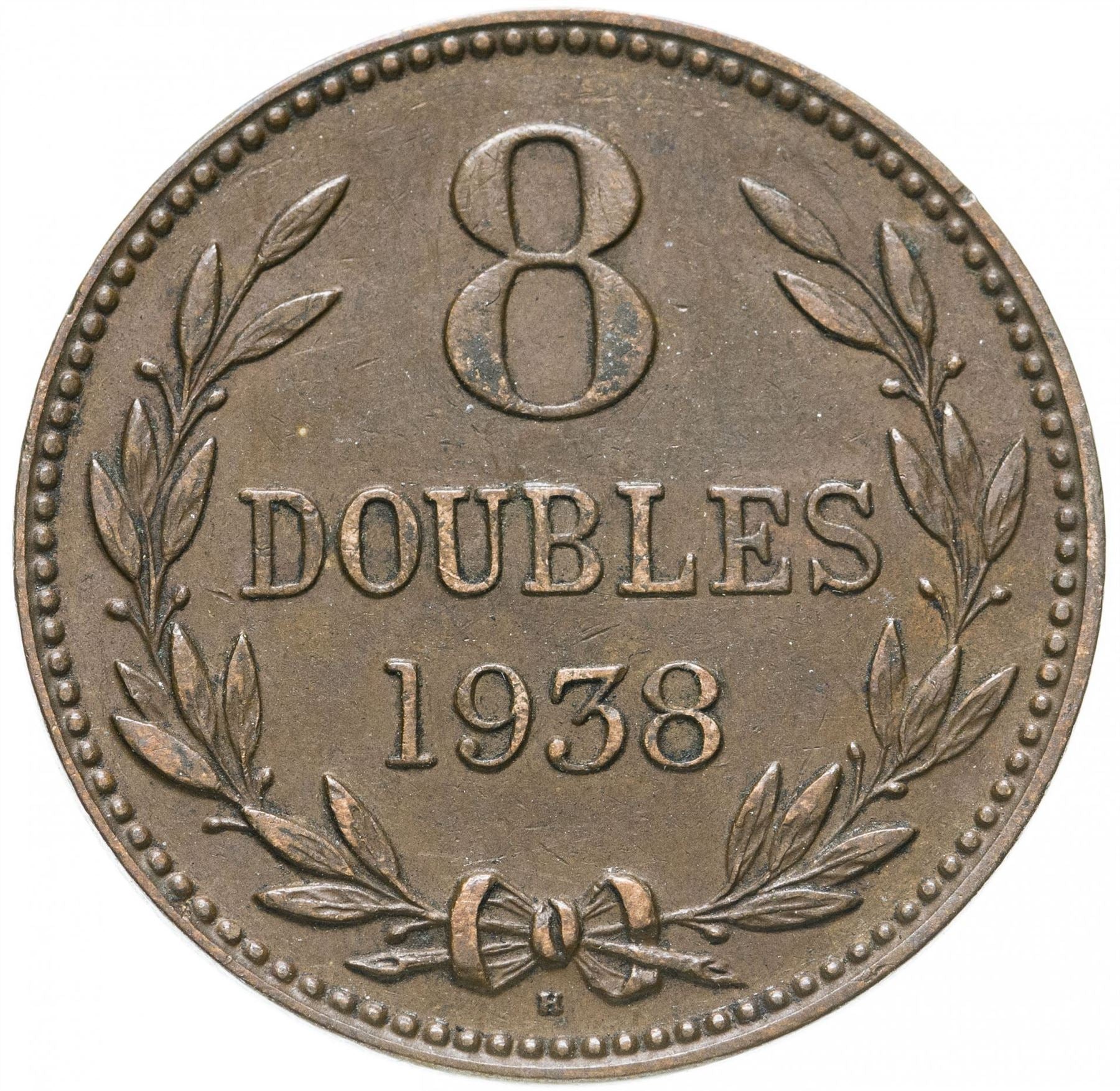 Moneta 8 Doubles z Guernsey | Herb | KM14 | 1914 - 1949