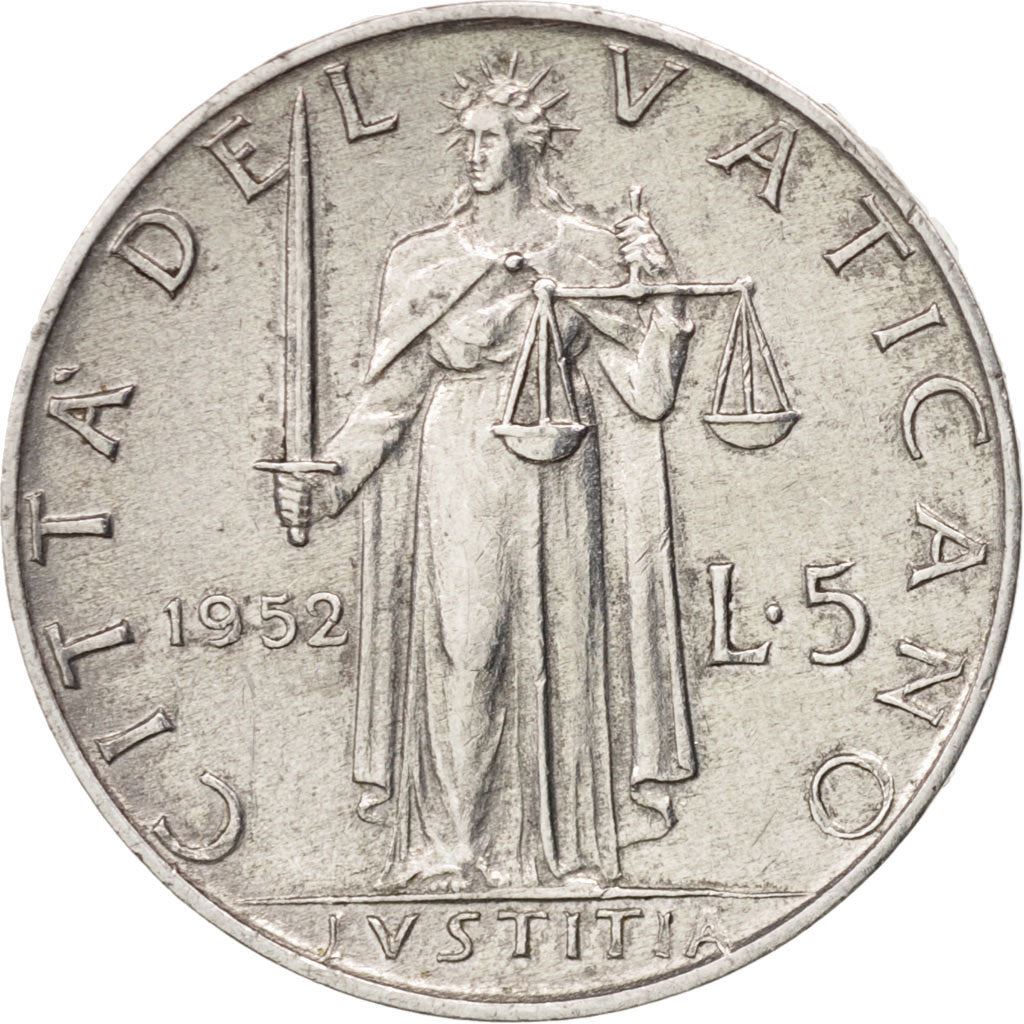 Vatican City | 5 Lire Coin | Pius XII | Km:51 | 1951 - 1958
