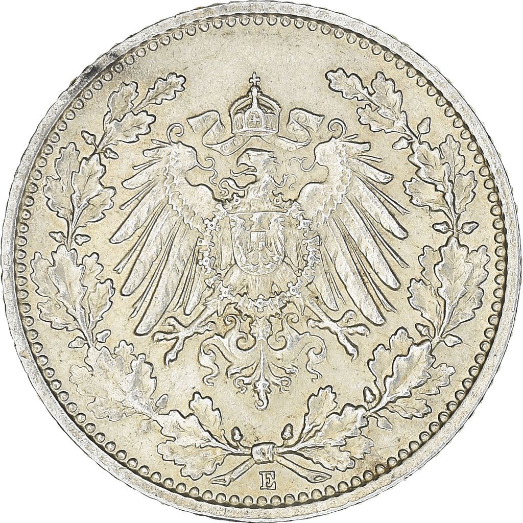 German Empire 1/2 Mark Coin | Deutsches Reich | Wilhelm II | Type 2 | KM17 | 1905 - 1919
