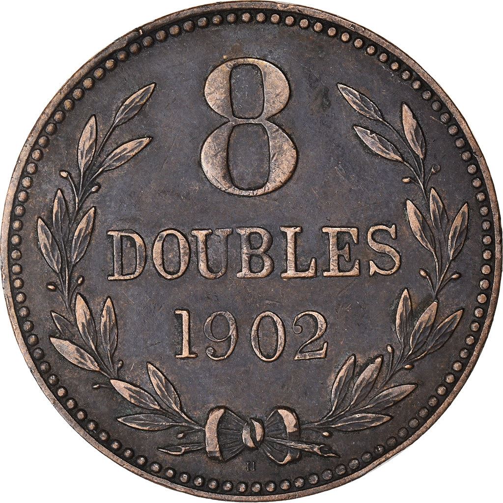 Guernsey 8 Doubles Coin | KM7 | 1864 - 1911