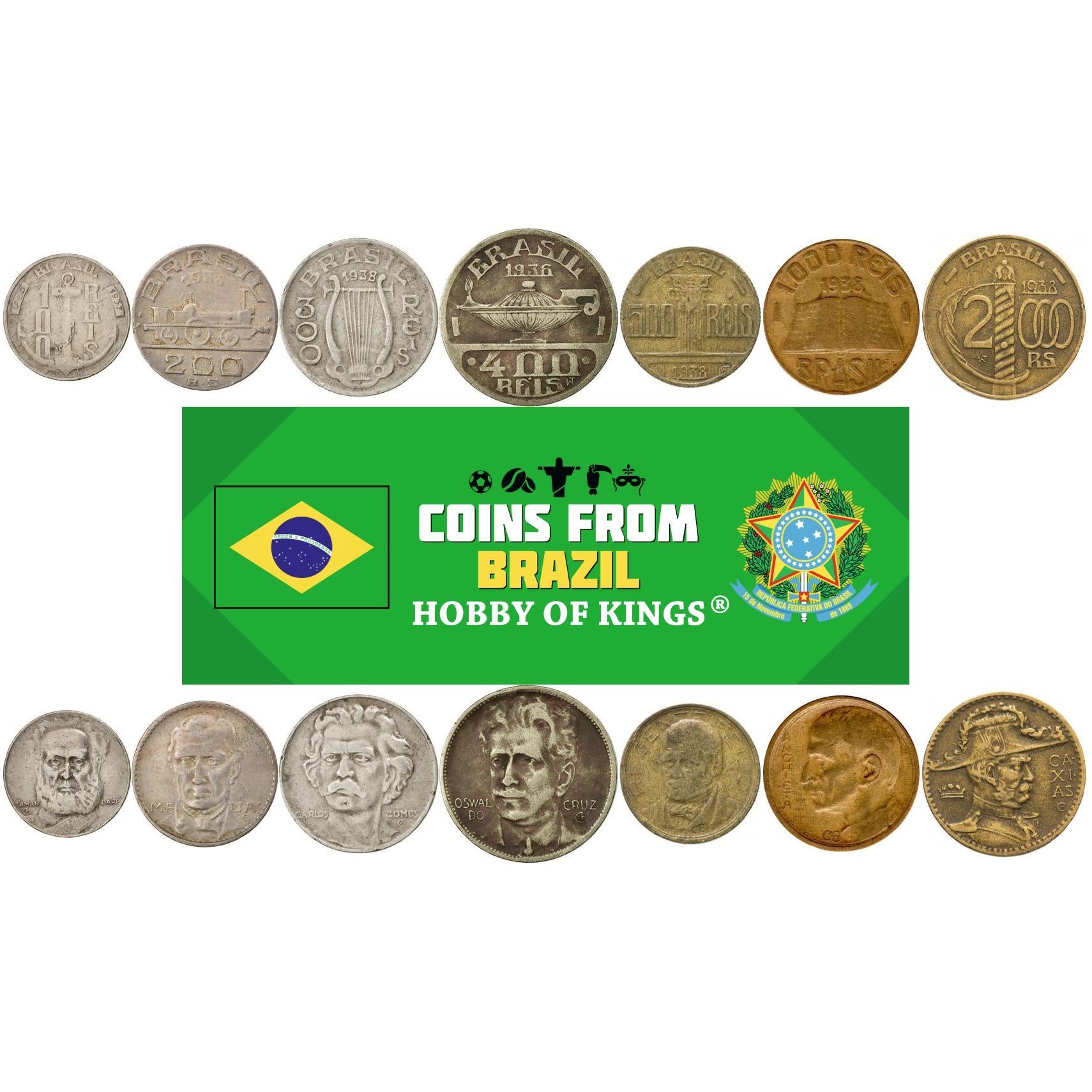 Brasil | Conjunto de 7 Moedas | 100 200 300 400 500 1000 2000 Réis | 1936 - 1938