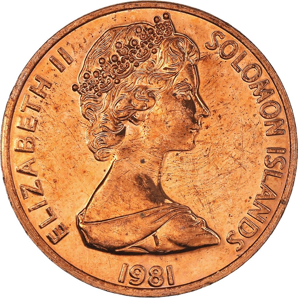 Salomonøerne | 2 Cents Mønt | Elizabeth II | Ørnens Ånd | Km:2 | 1977 - 1983