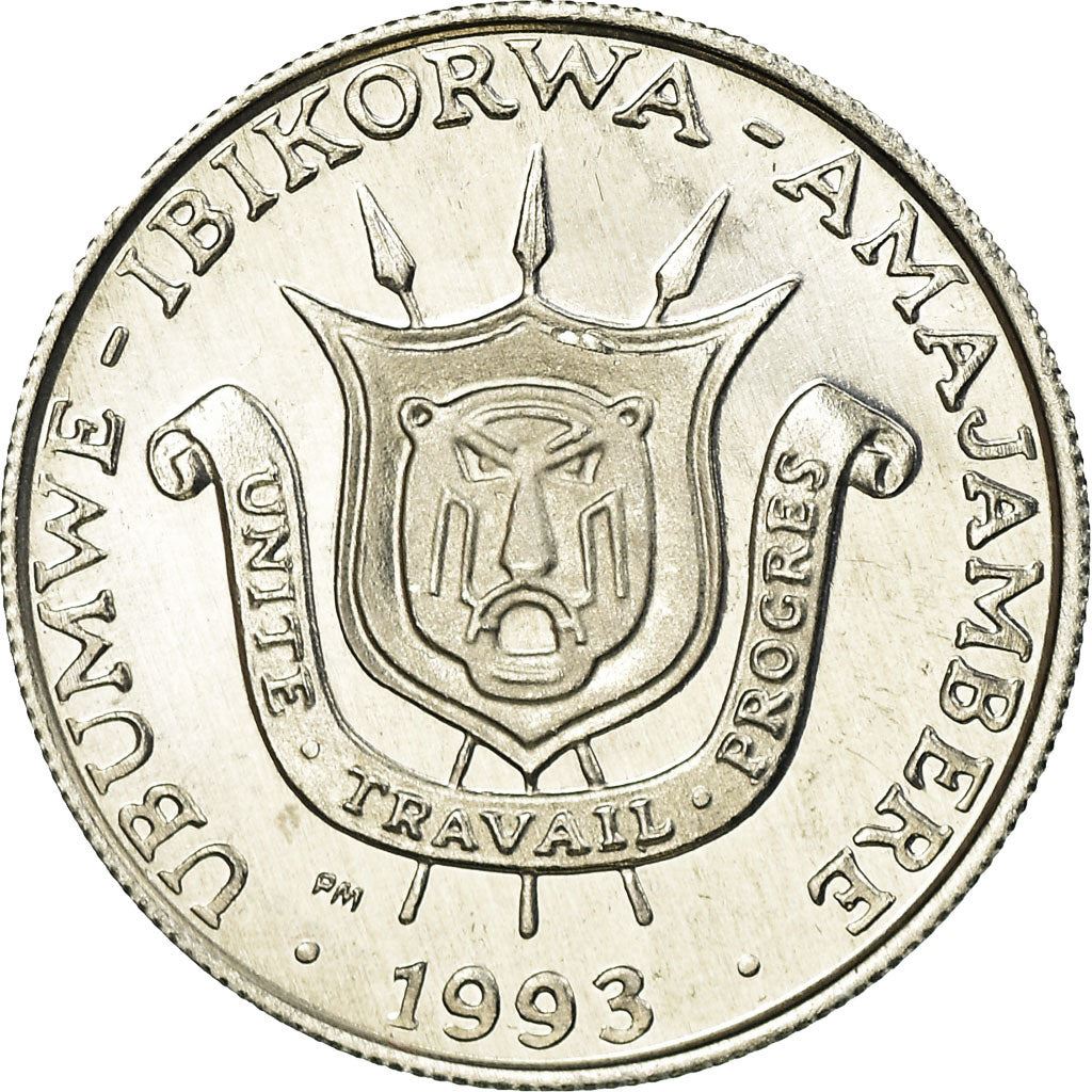 Burundi | 1 Franc Coin | National arms | Km:19 | 1976 - 2022