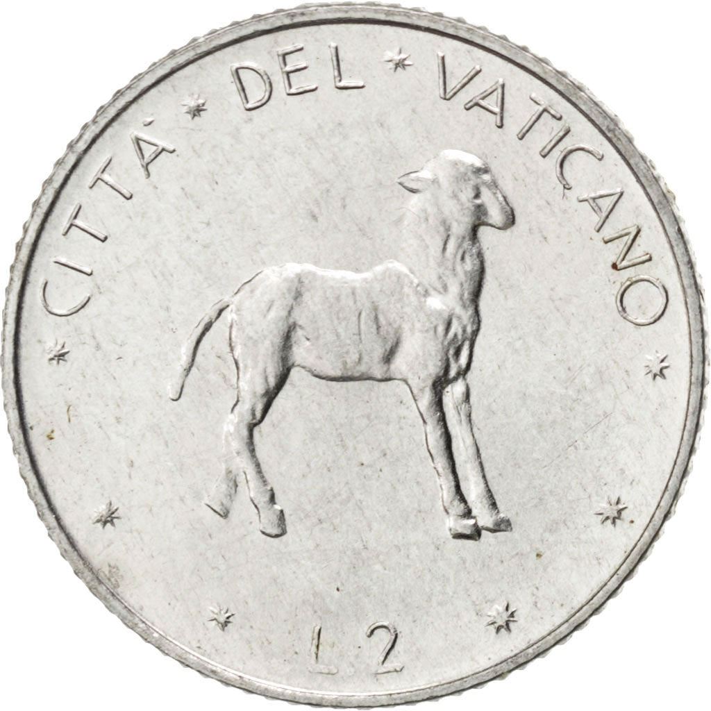 Vatican City | 2 Lire Coin | Lamb | Km:117 | 1970 - 1977