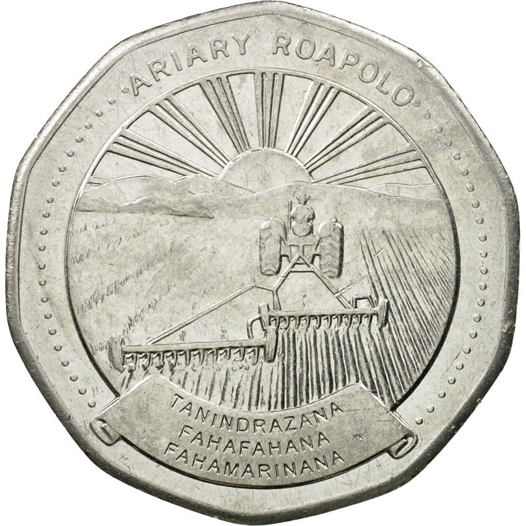 Madagascar | 20 Ariary Coin | Star | Tractor | Farmer | Km:24.1 | 1994