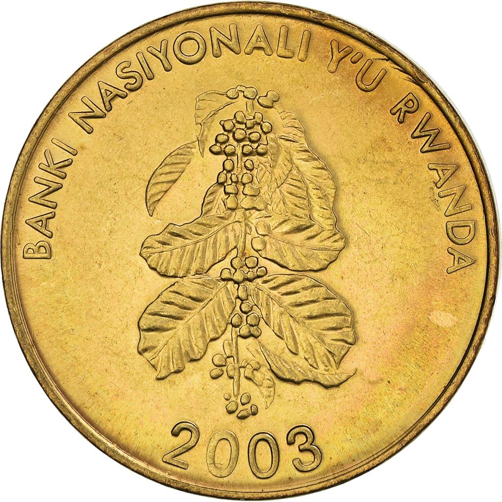 Rwanda | 5 Amafaranga Coin | Coffee Plant | Coffee Beans | Km:23 | 2003