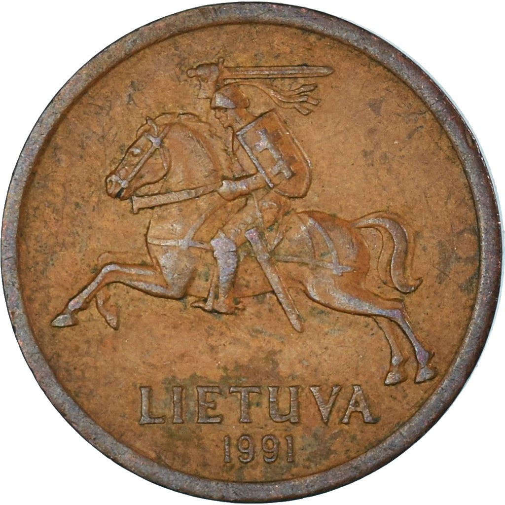 Lithuania | 20 Centų Coin | Bronze | Horse or equine | Coat of Arms | KM:89 | 1991