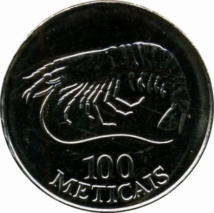 Mozambique | 100 Meticais Coin | Shrimp | KM:120 | 1994