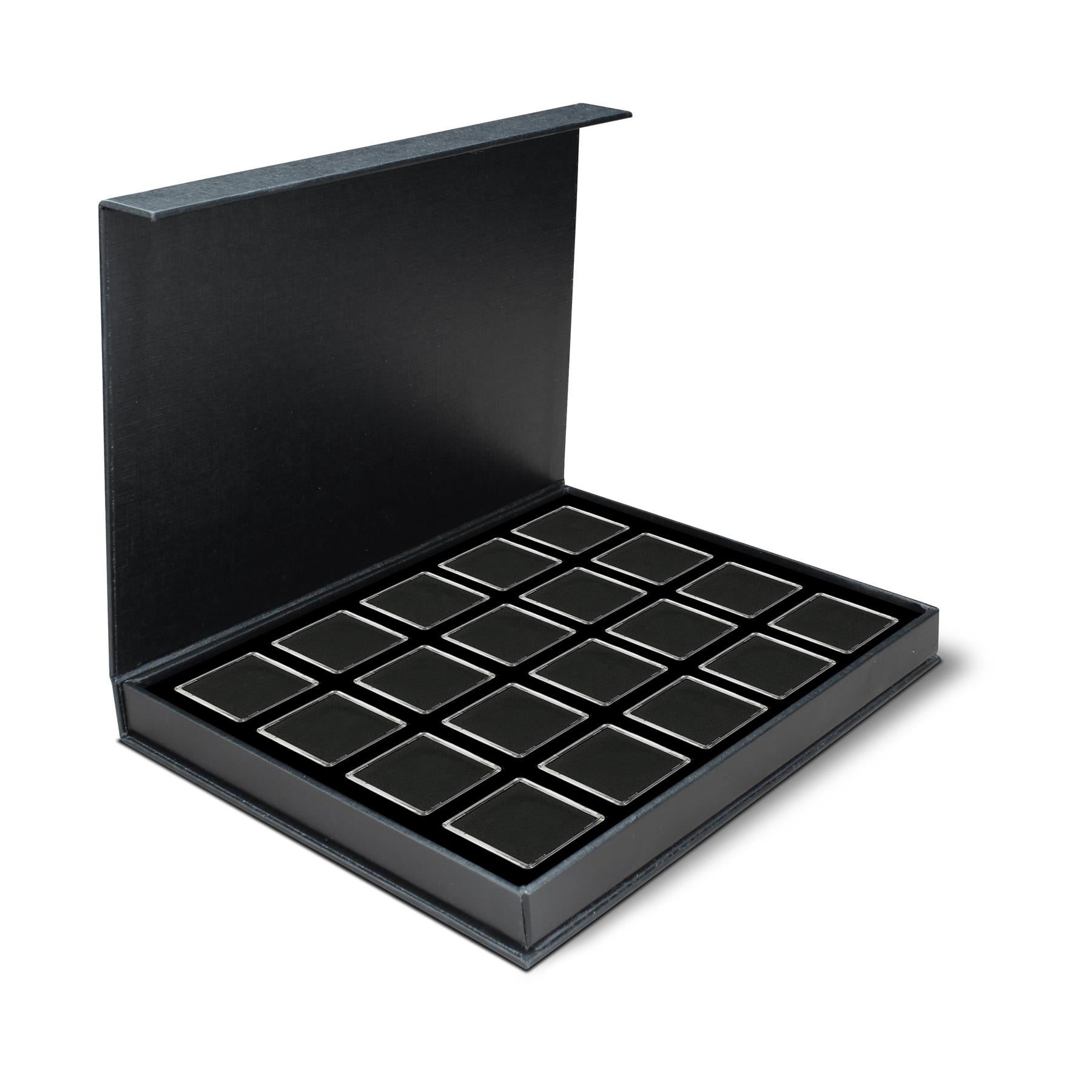 M-BOX Coin Box | Box for Presenting Coins in Square Capsules | 4 Sizes - XS to L | 12 Compartment Variations - 1 to 20