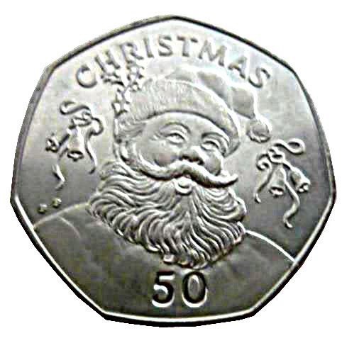 Gibraltar | 50 Pence Coin | Queen Elizabeth II | Christmas | KM108 | 1992