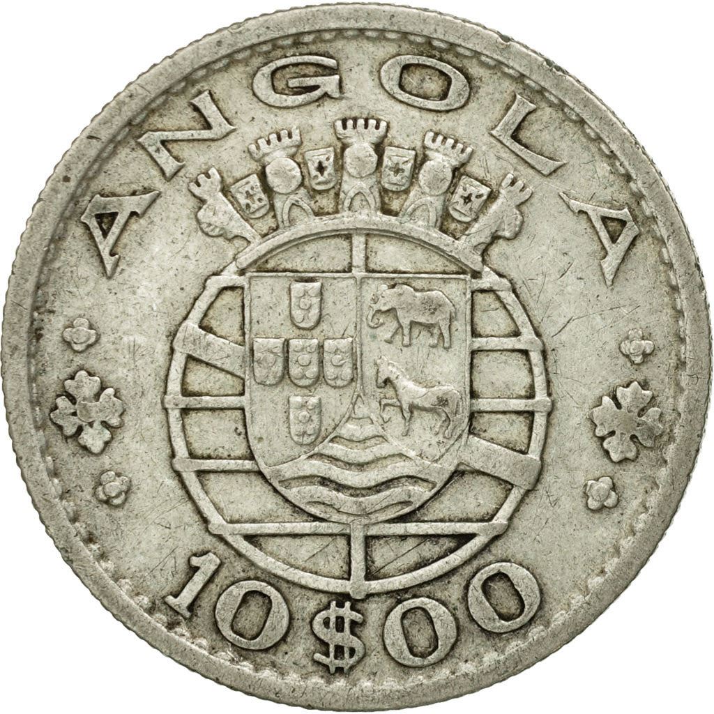 Angola | 10 Escudos Coin | Horse | Elephant | Shield | Km:73 | 1952 - 1955