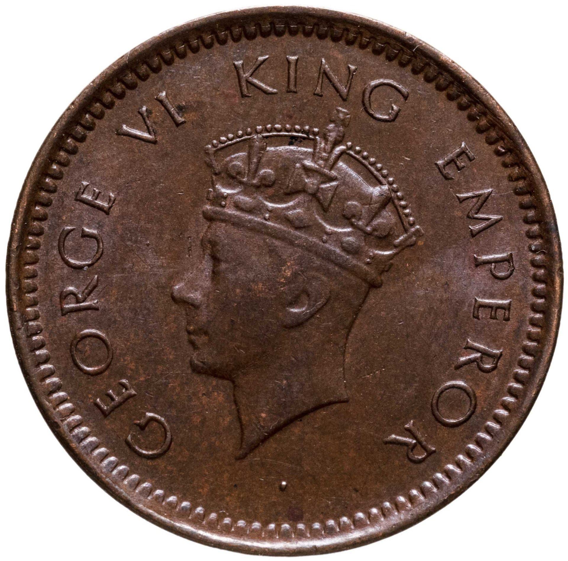 India - British | 1/2 Pice Coin | Bronze | Wreath | Royal Family | Crowns | Km:528 | 1938 - 1940