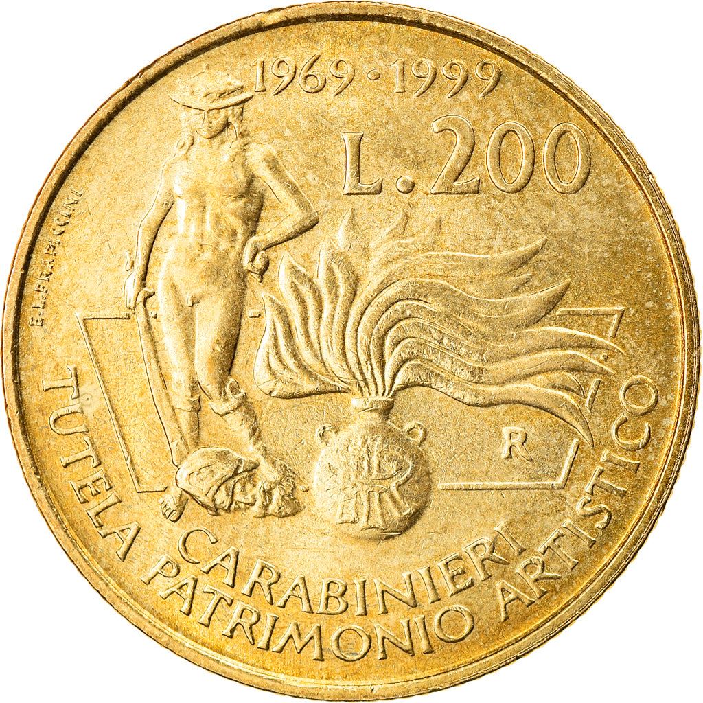 Italy | 200 Lire Coin | Carabinieri | Km:218 | 1999