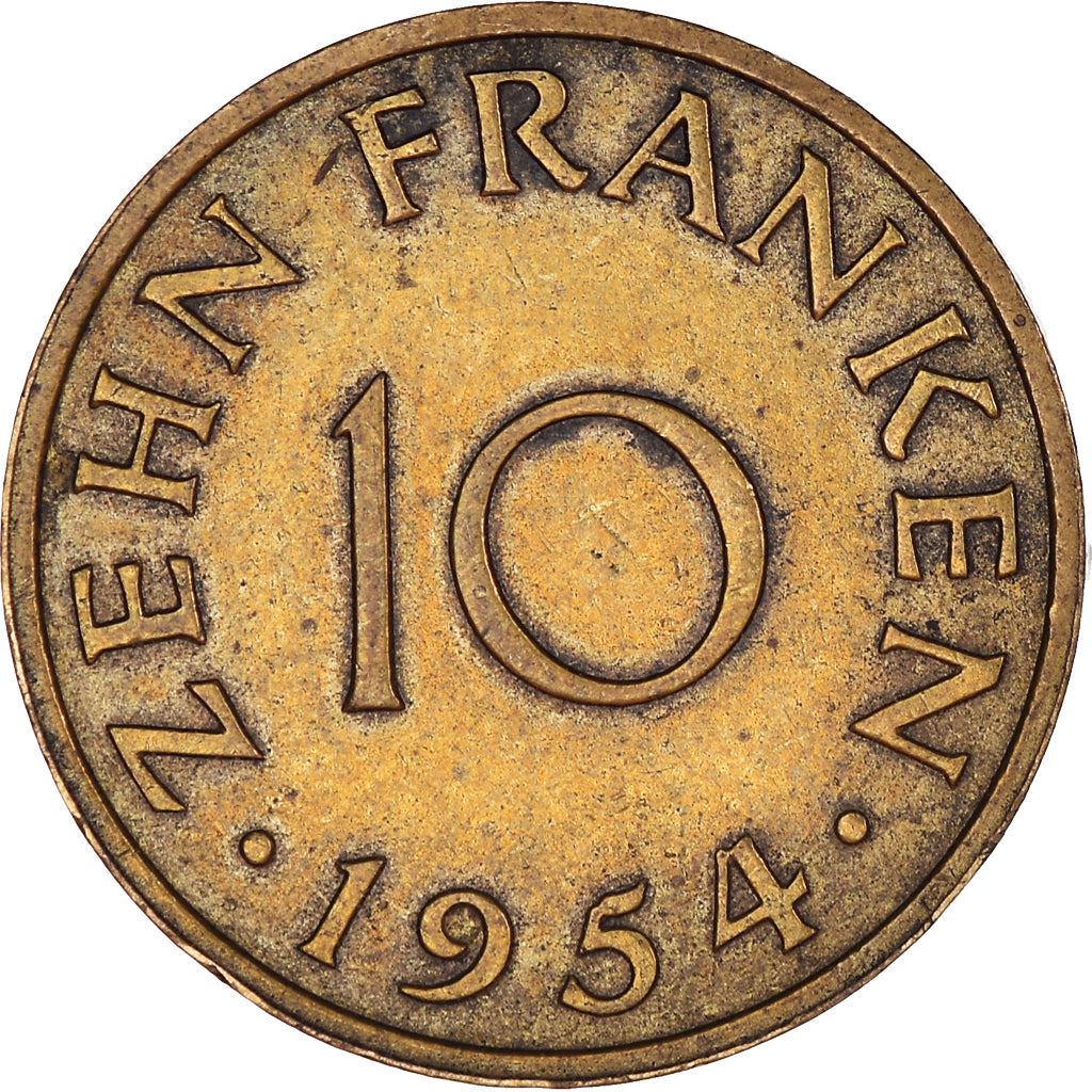 Saar | 10 Franken Coin | Industrial scene | Km:1 | 1954