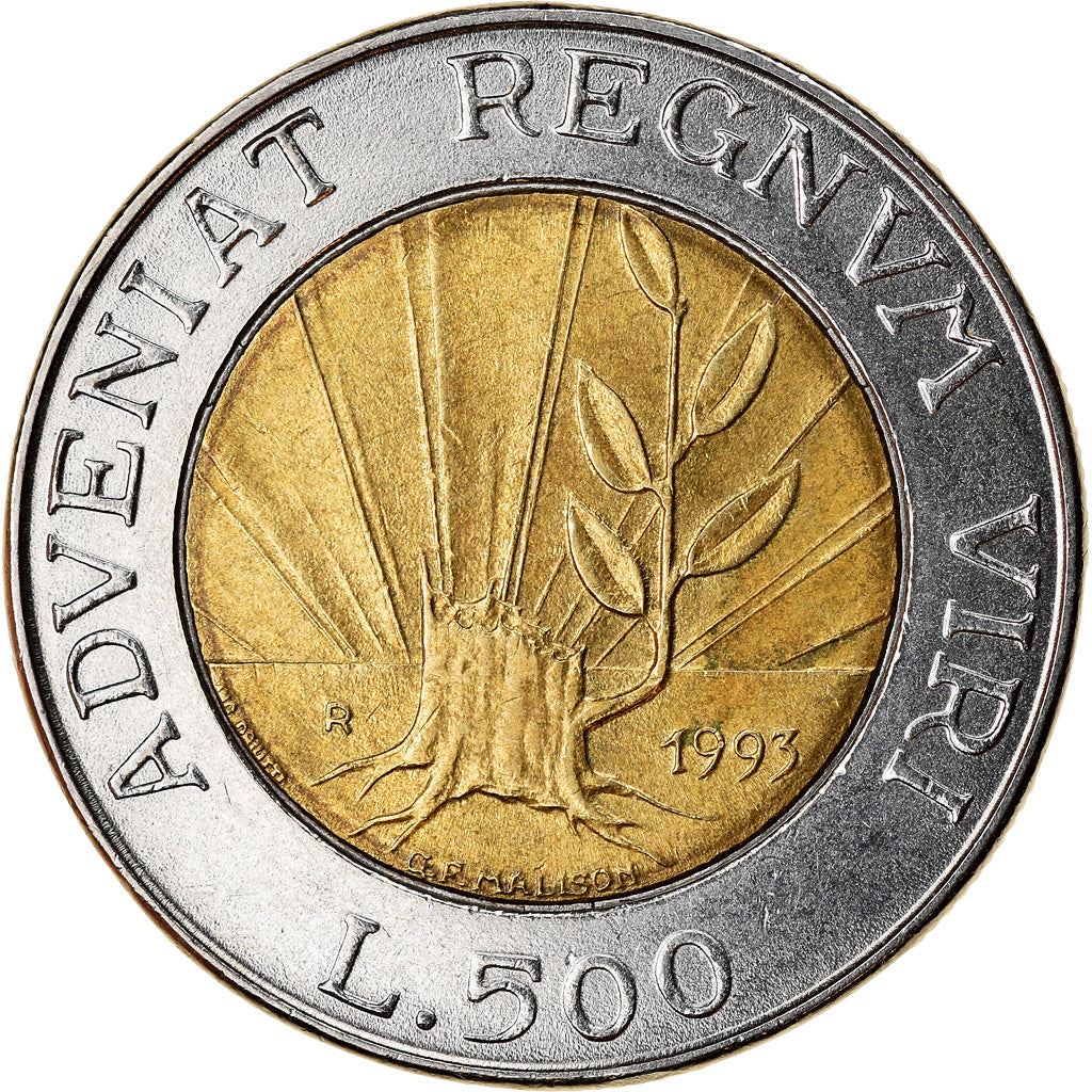 San Marino | 500 Lire Coin | Adveniat Regnum Viri | Km:301 | 1993