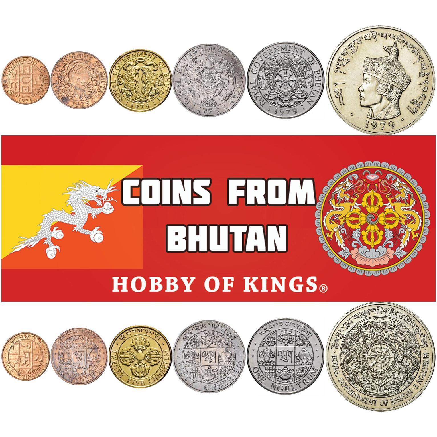 Bhutan | 6 Coin Set | 5 10 25 50 Chhertum 1 3 Ngultrum | 1979