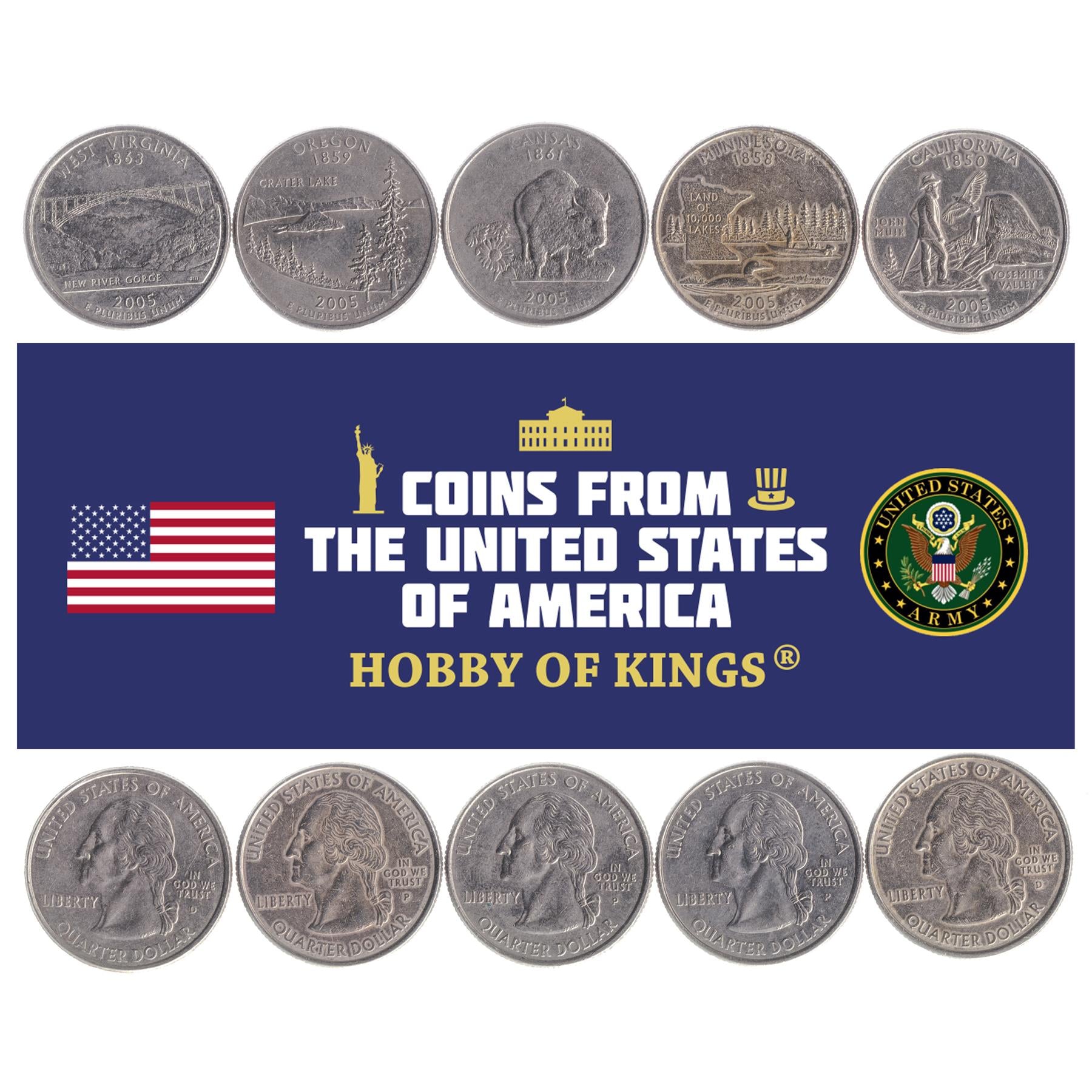 United States | 5 Coin Set | 1/4 Dollar | 2005