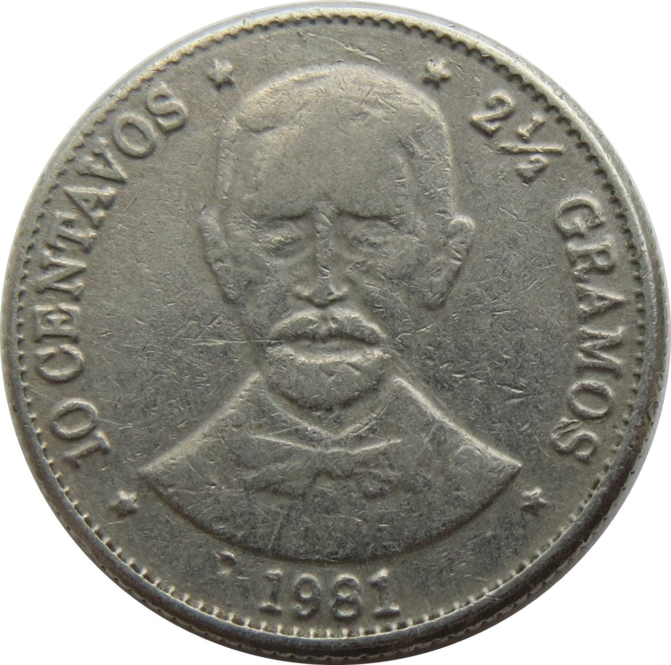 Dominican Republic 10 Centavos Coin | Juan Pablo Duarte | KM50 | 1978 - 1981