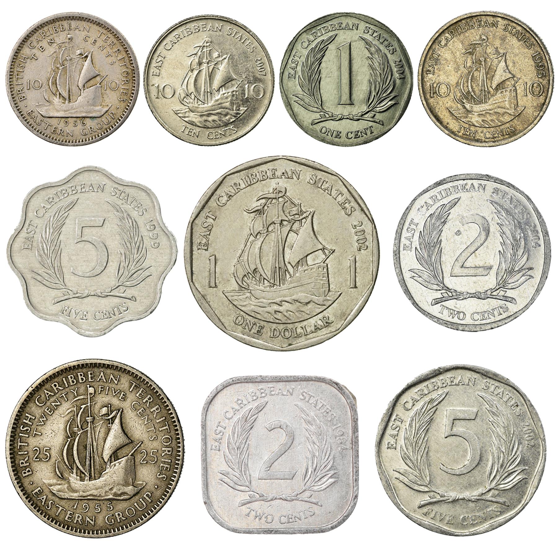 Eastern Caribbean States 10 Mixed Coins | 1955 - 2020
