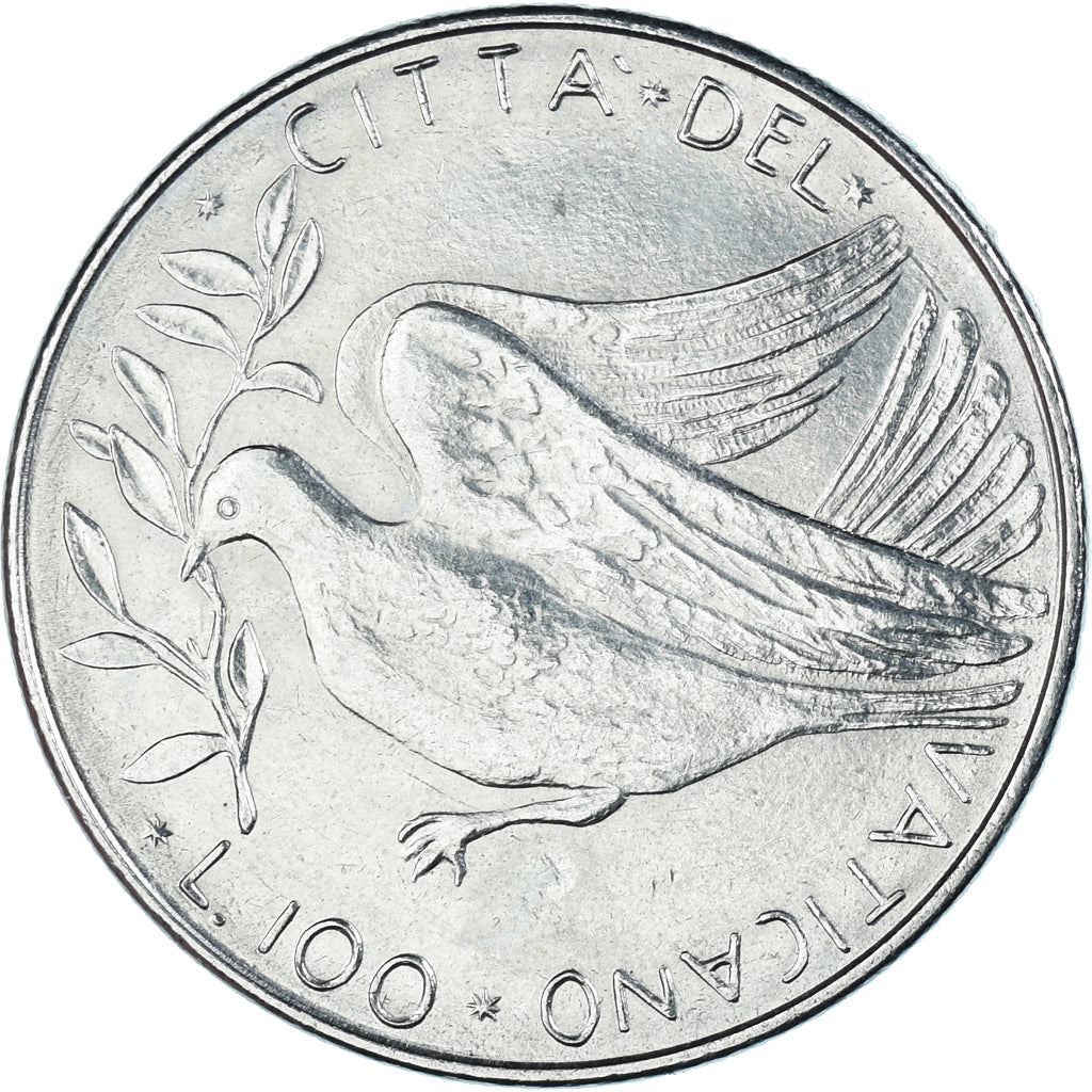 Vatican City | 100 Lire Coin | Dove | Km:122 | 1970 - 1977