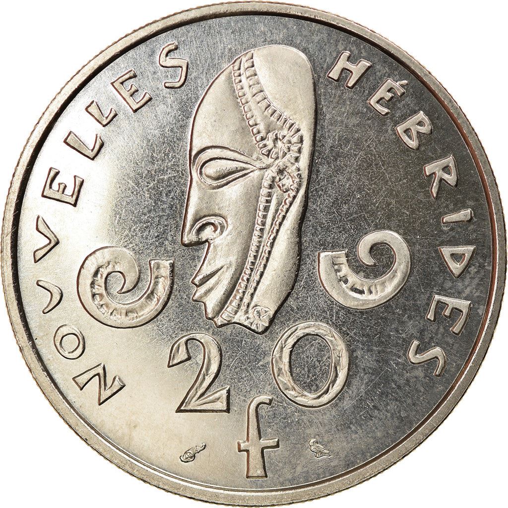 New Hebrides | 20 Francs Coin | Marianne | Native Mask | Snails | Km:3.1 | 1967 - 1970