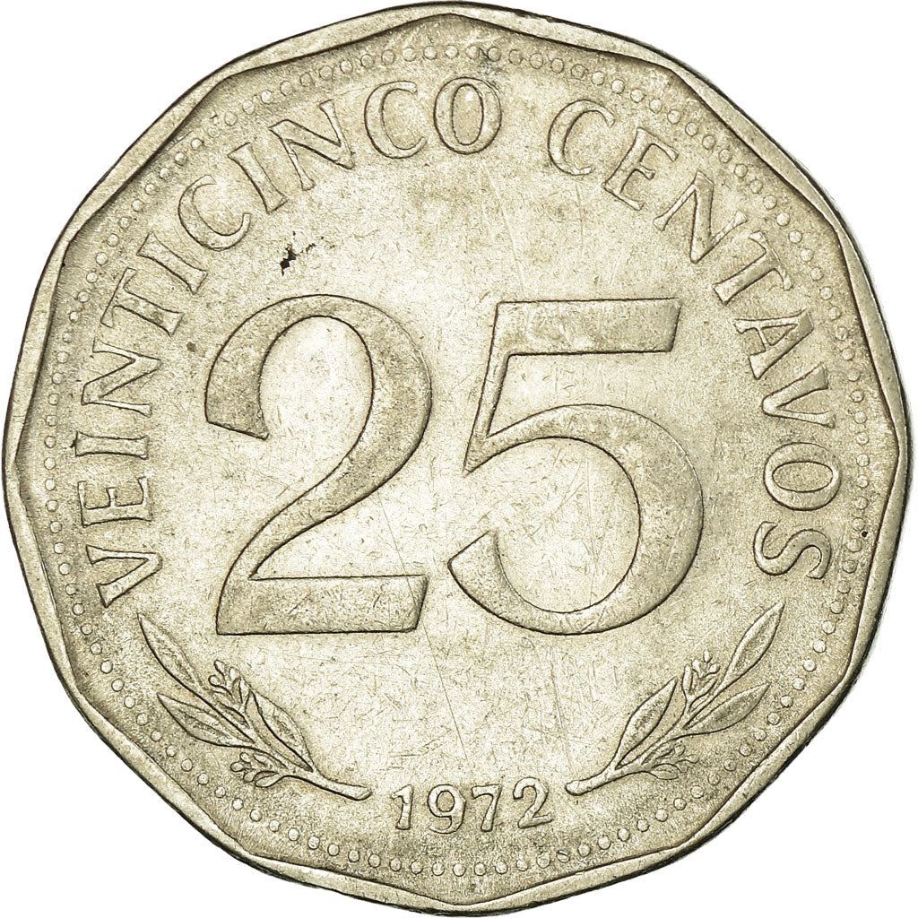 Bolivia | 25 Centavos | Nickel clad steel | Coat of Arms | KM:193 | 1971-1972