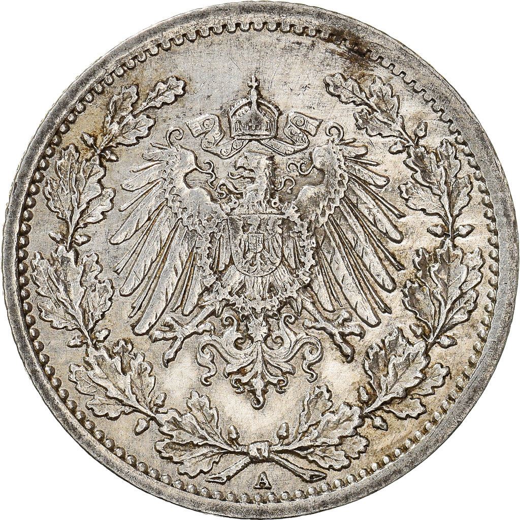 German Empire 1/2 Mark Coin | Deutsches Reich | Wilhelm II | Type 2 | KM17 | 1905 - 1919