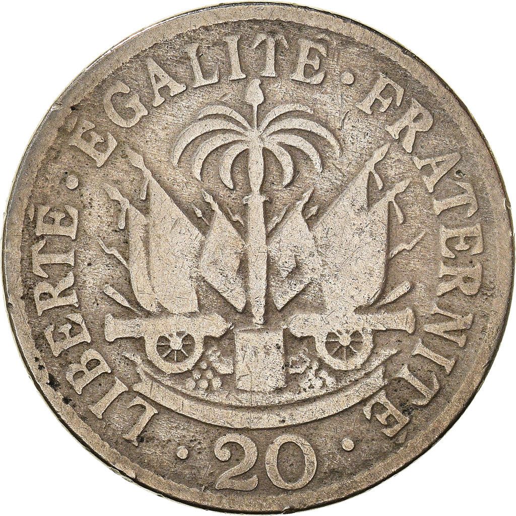 Haiti | 20 Centimes Coin | General Pierre Nord-Alexis | Cannon | Km:55 | 1907 - 1908