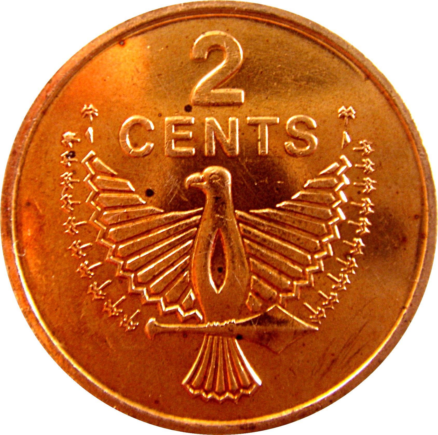 Salomonøerne | 2 Cents Mønt | Elizabeth II | Ørnens Ånd | KM:2a | 1985