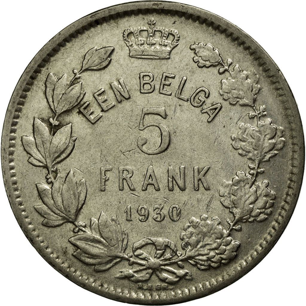 Belgian 1 Belga / 5 Francs Coin | Albert I Belgie | Star | Olive | KM98 | 1930 - 1933