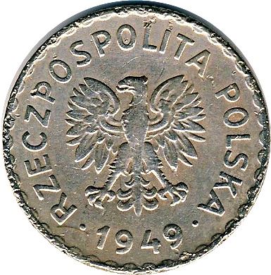 Poland | 1 Z?oty | Eagle | KM45 | 1949