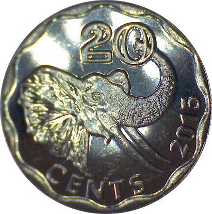 Eswatini | 20 Cents Coin | King Mswati III | Elephant | 2015