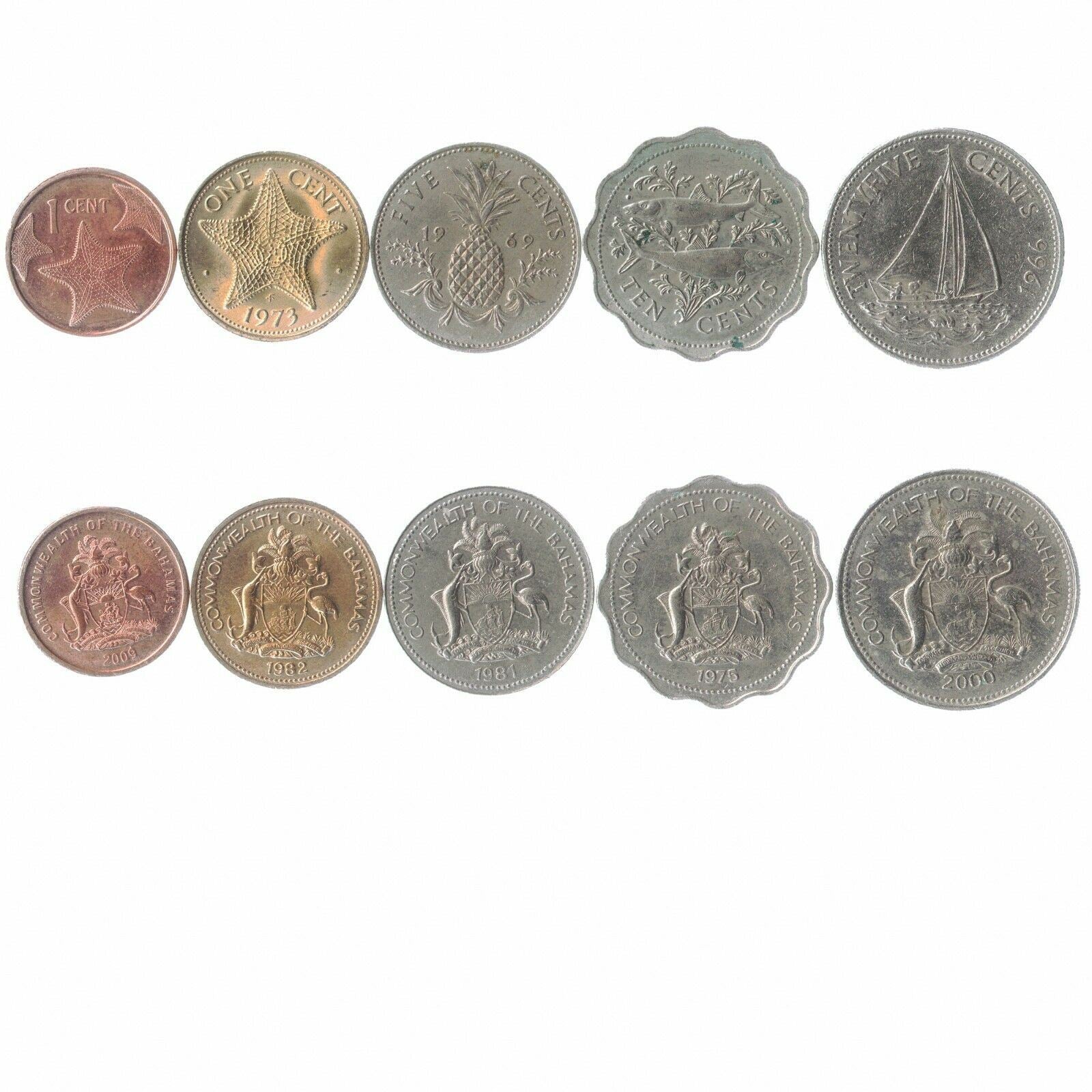 5 Mixed Coins From Bahamas | 1974 - 2024